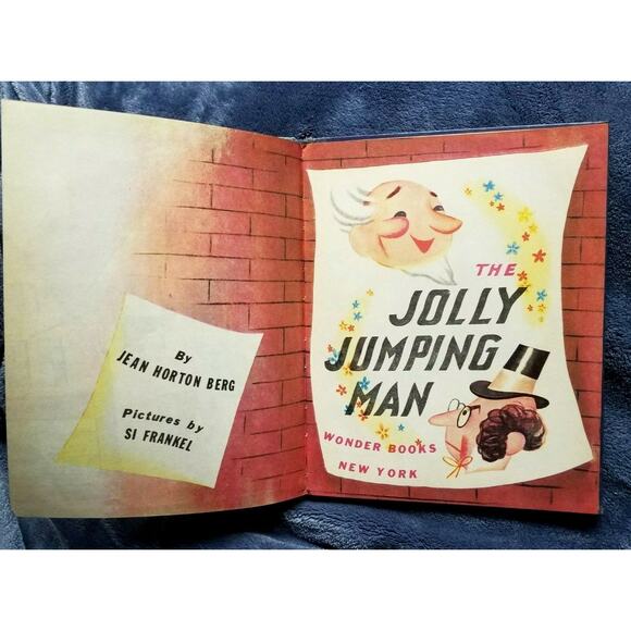 Jolly Jumping Man Jean Berg Wonder Book 1950 1st Edition Hard Cover Si Frankel - Picture 4 of 10